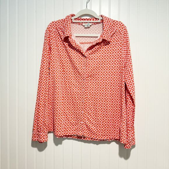 Boden Tops - Boden Geometric Button Up Top Pink Orange Size 14